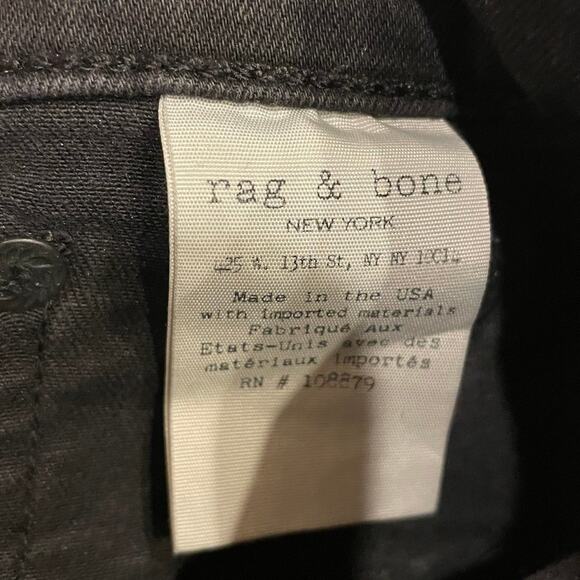 Rag & Bone Legging Jean Womens 25 Black Distressed Denim Goth Emo Skinny - Picture 5 of 8